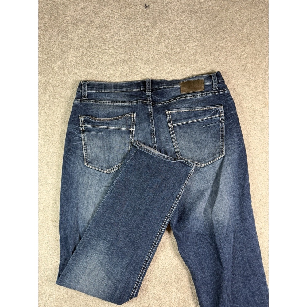 BKE Buckle Derek Straight Leg Jeans Mens 34x32 Dark Blue Stretch Denim Stretch